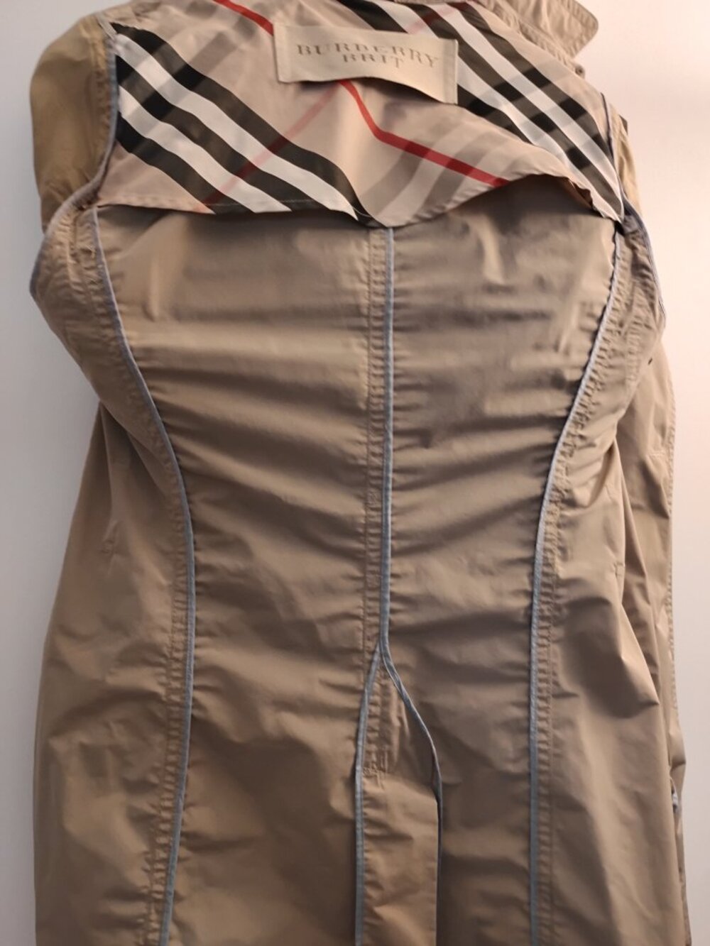 Burberry Brit Hooded Trench Coat 🧥 Nova Check Khaki - Picture 13 of 16